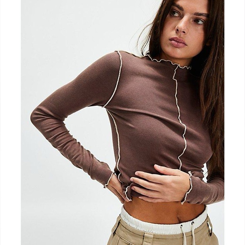NWT Free People We The Free Sage Layering Long-Sleeve Top size Small Aubergine